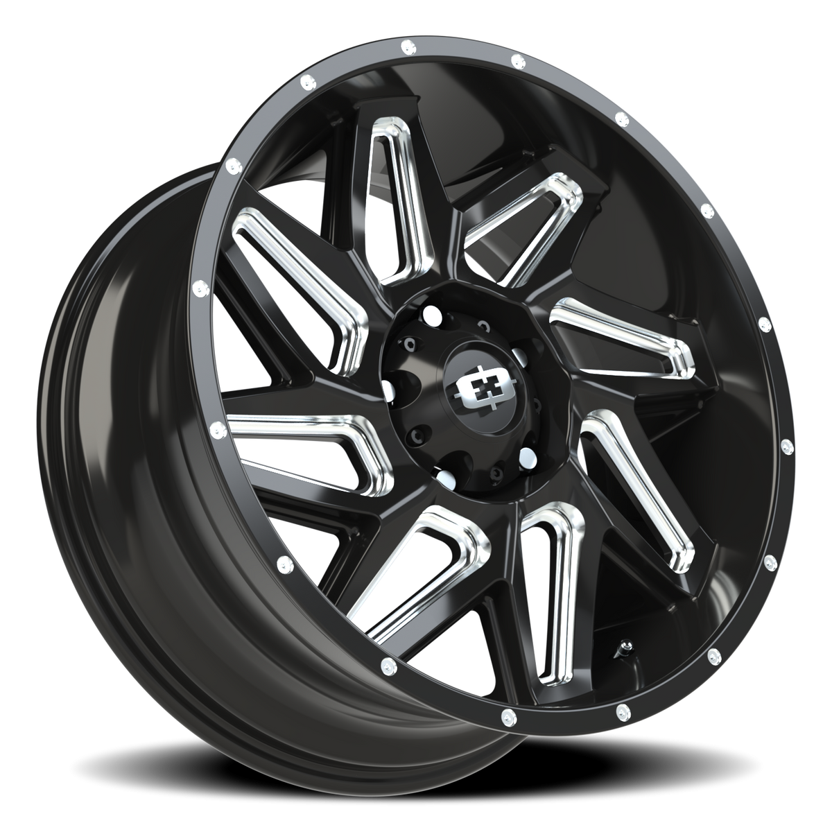 Vision Wheel 361 Gloss Black Milled Spoke 20x9 +12 5x139.7mm 108mm - Wheelwiz