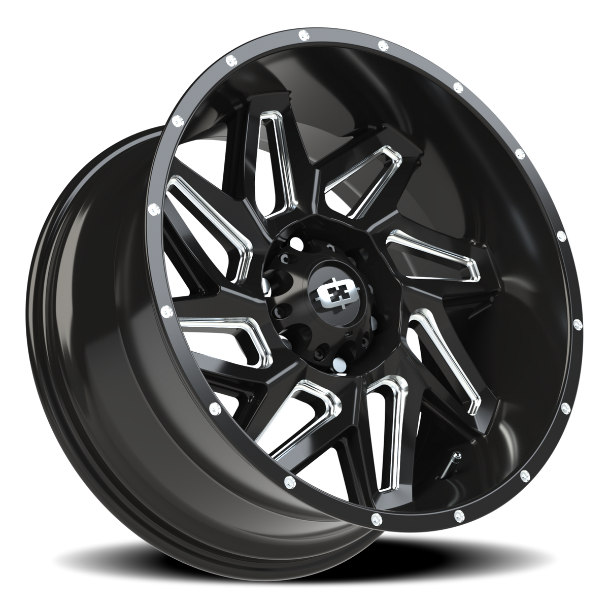 Vision Wheel 361 Gloss Black Milled Spoke 20x10 -25 6x139.7mm 106.2mm - Wheelwiz