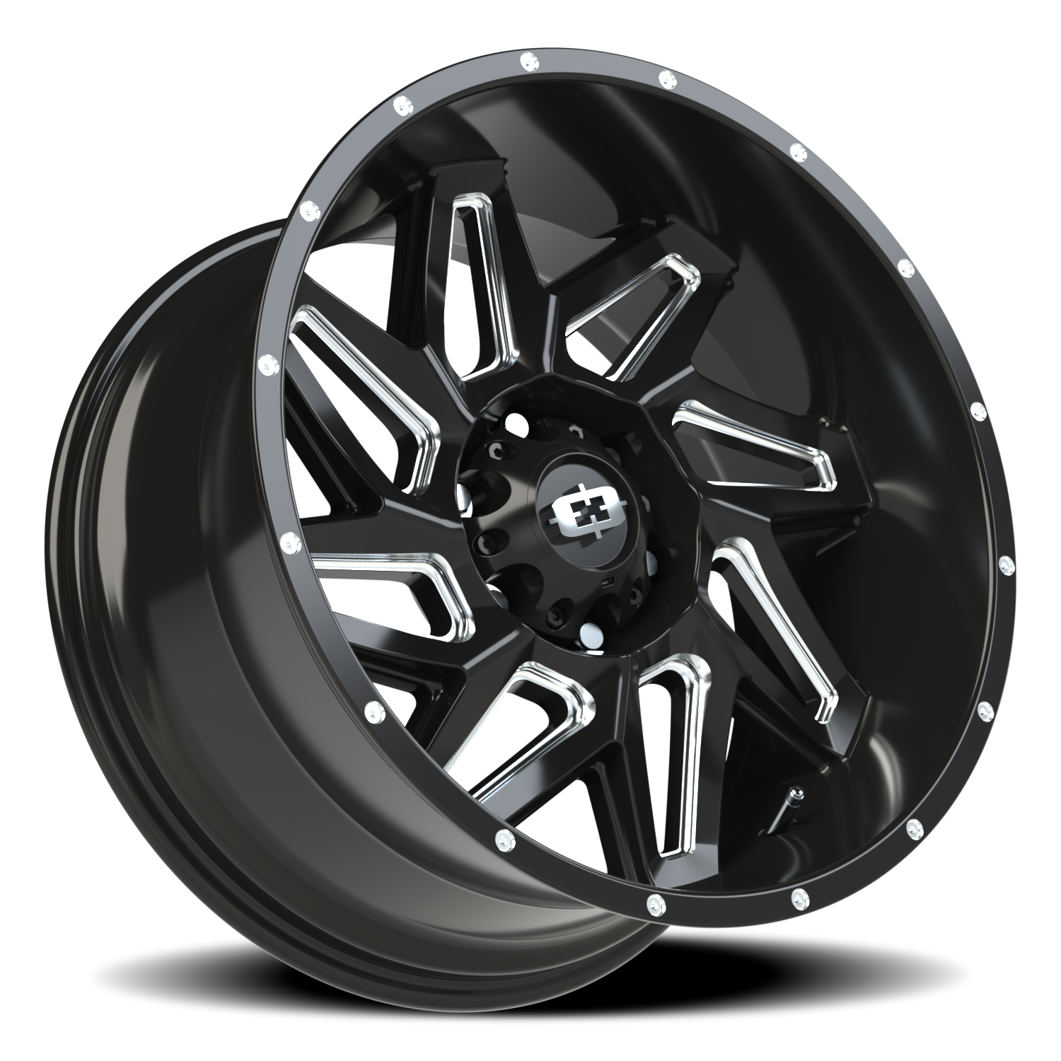 Vision Wheel 361 Gloss Black Milled Spoke 20x10 -25 6x139.7mm 106.2mm - Wheelwiz