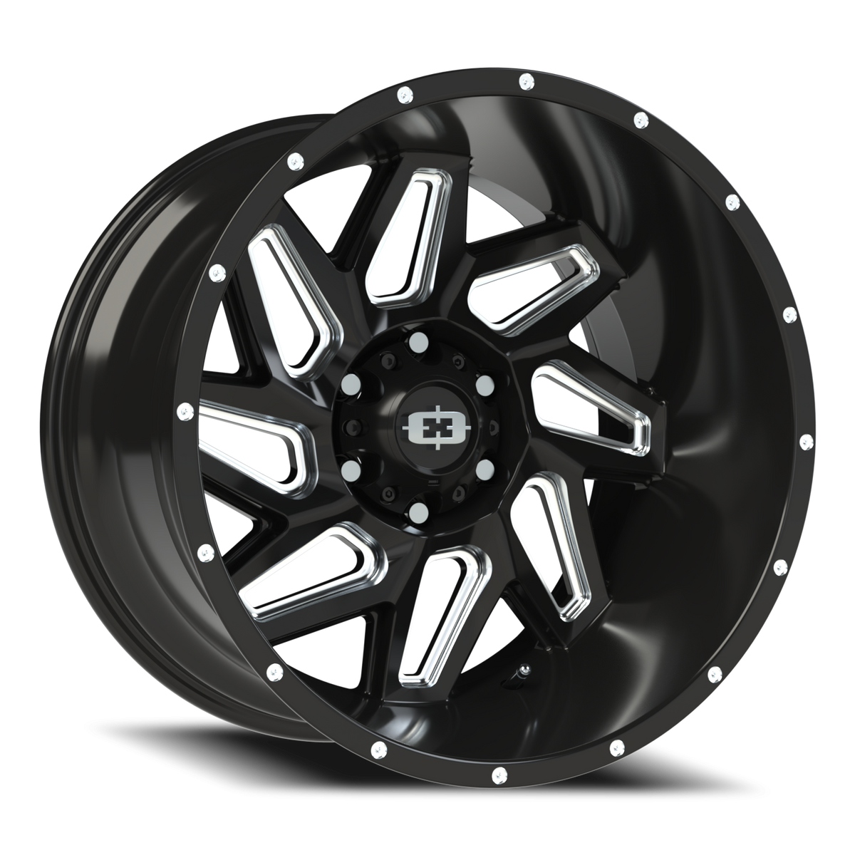 Vision Wheel 361 Gloss Black Milled Spoke 20x12 -57 6x139.7mm 106.2mm - Wheelwiz