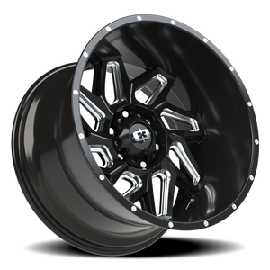 Vision Wheel 361 Gloss Black Milled Spoke 20x12 -57 6x139.7mm 106.2mm - Wheelwiz