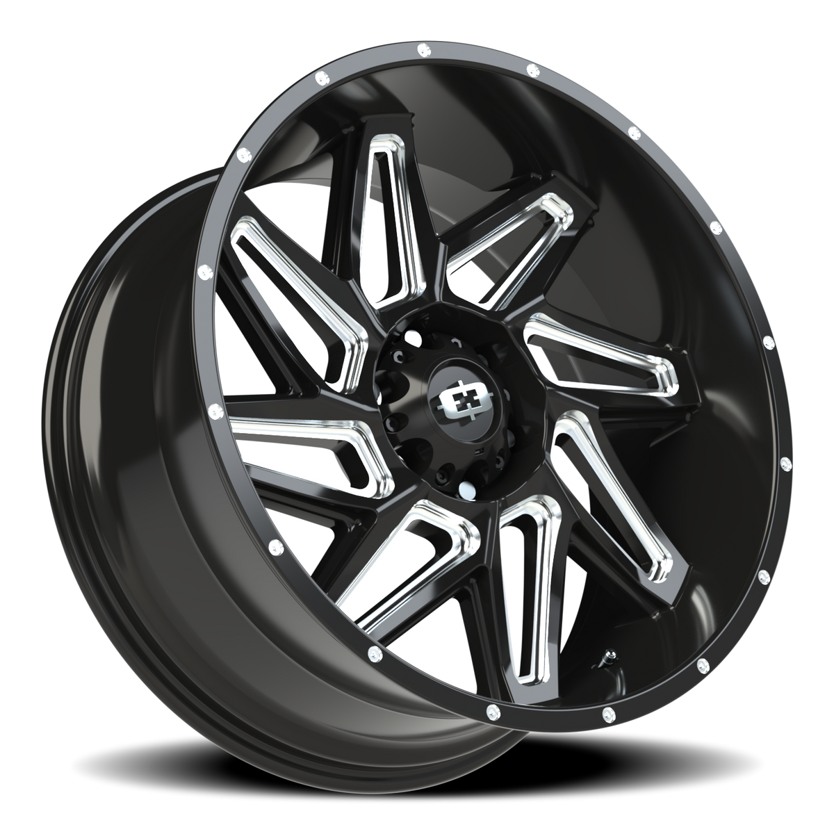 Vision Wheel 361 Gloss Black Milled Spoke 22x10 -19 6x139.7mm 106.2mm - Wheelwiz