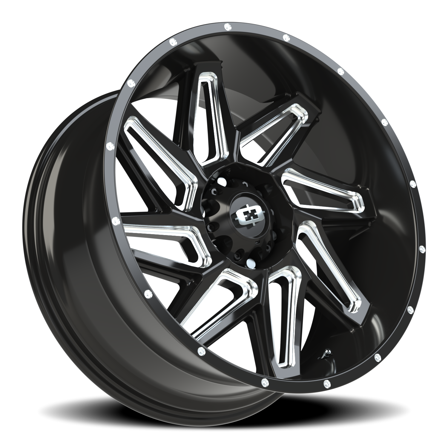 Vision Wheel 361 Gloss Black Milled Spoke 22x10 -19 6x139.7mm 106.2mm - Wheelwiz
