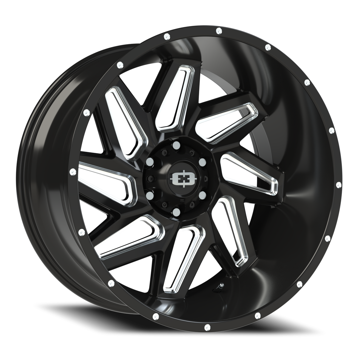 Vision Wheel 361 Gloss Black Milled Spoke 22x12 -57 6x139.7mm 106.2mm - Wheelwiz