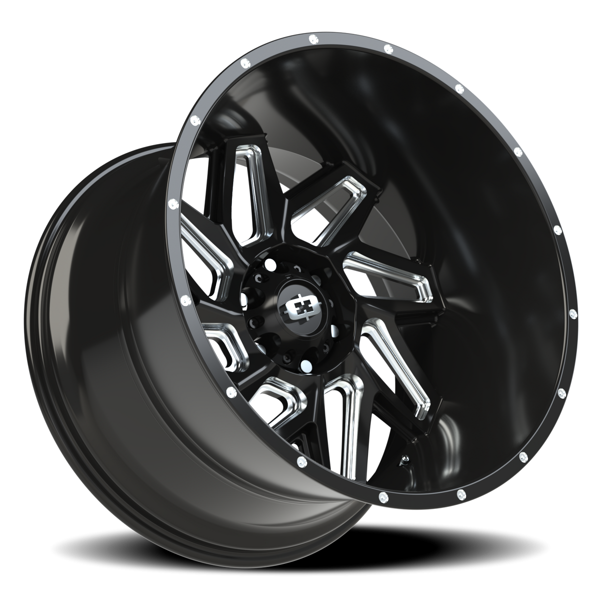 Vision Wheel 361 Gloss Black Milled Spoke 22x14 -76 6x139.7mm 106.2mm - Wheelwiz