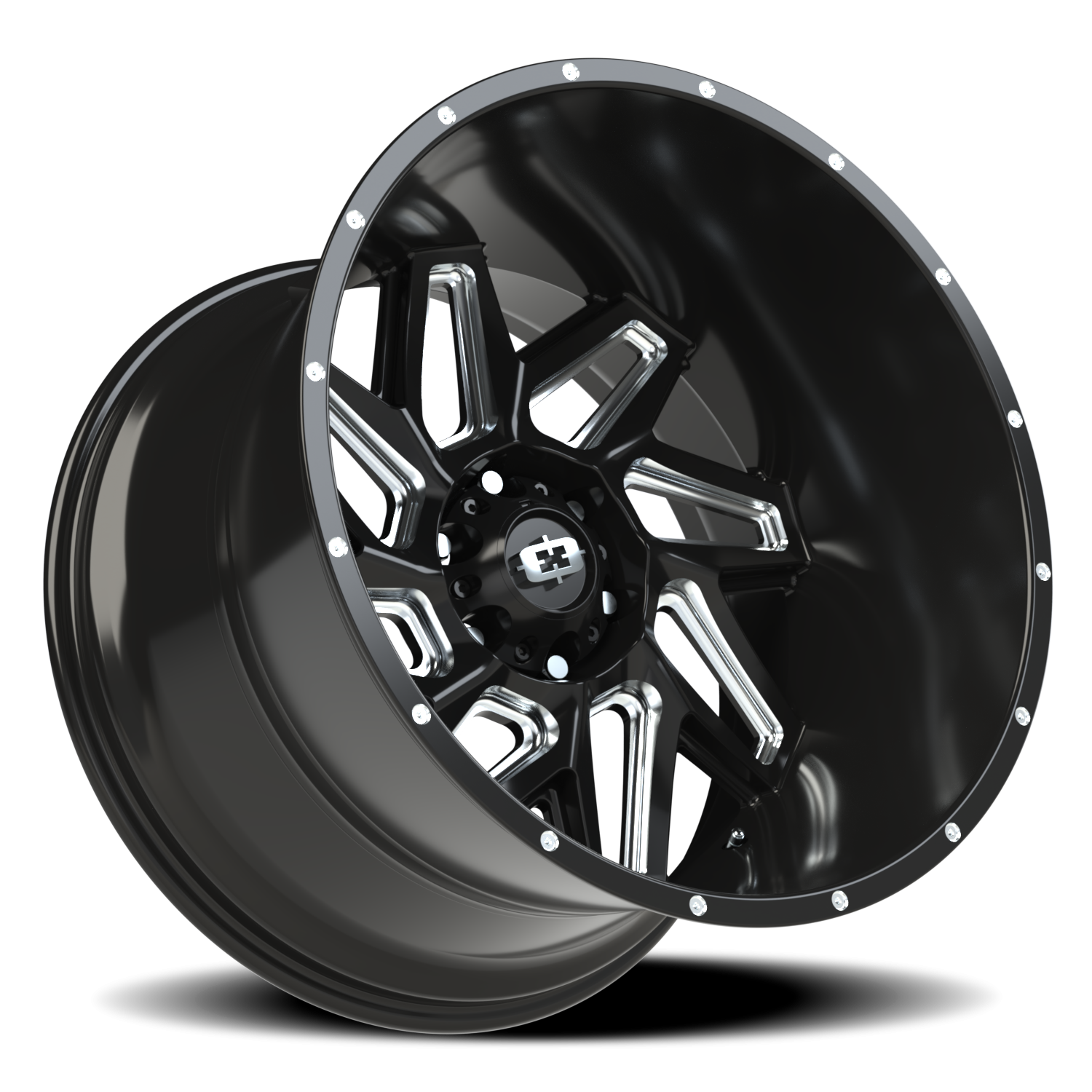 Vision Wheel 361 Gloss Black Milled Spoke 22x14 -76 6x139.7mm 106.2mm - Wheelwiz