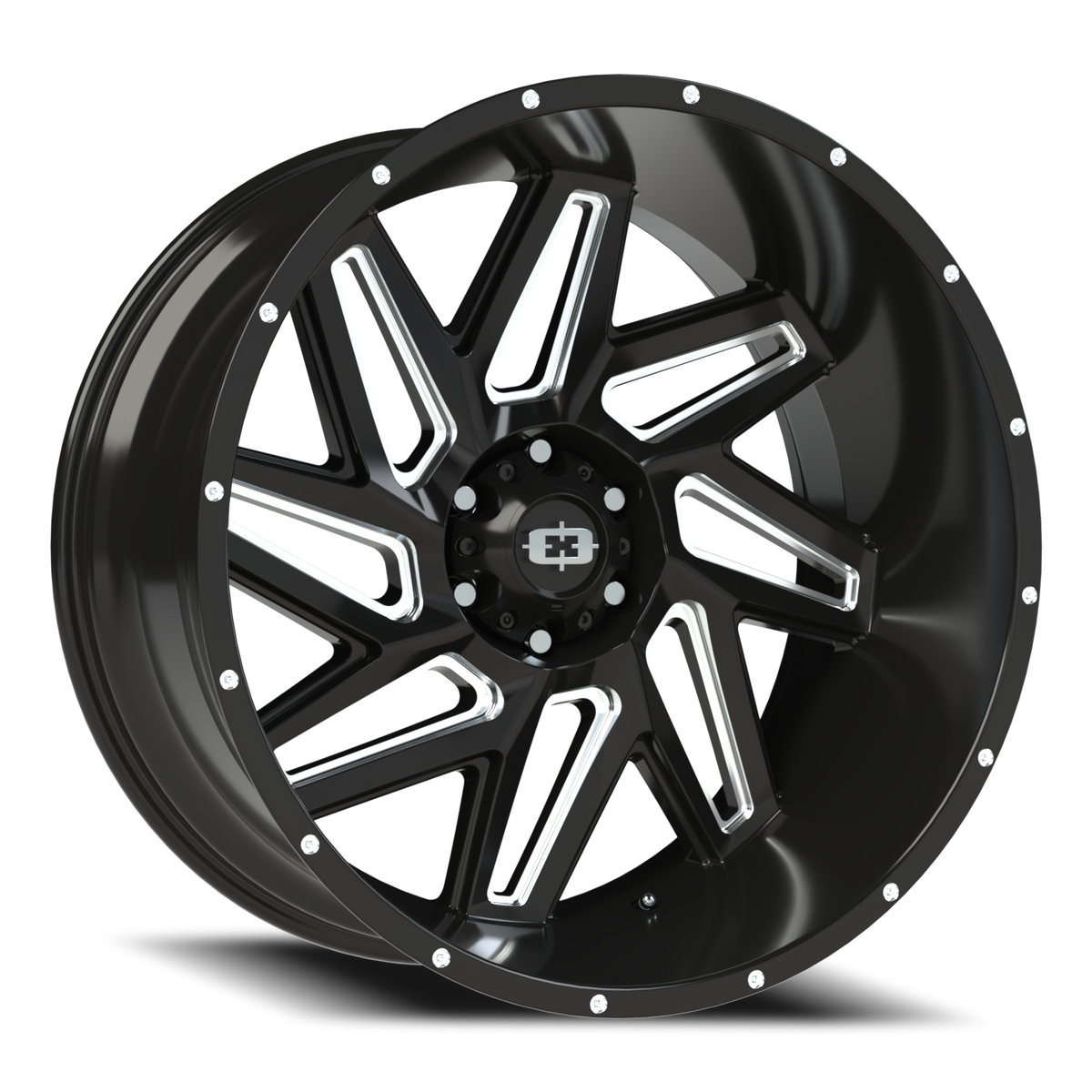 Vision Wheel 361 Gloss Black Milled Spoke 24x12 -57 6x139.7mm 106.2mm - Wheelwiz