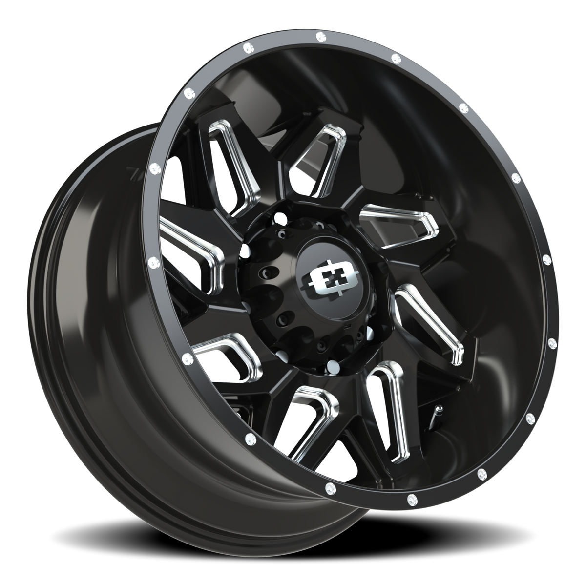 Vision Wheel 361 Gloss Black Milled Spoke 20x10 -25 8x165.1mm 125.2mm - Wheelwiz