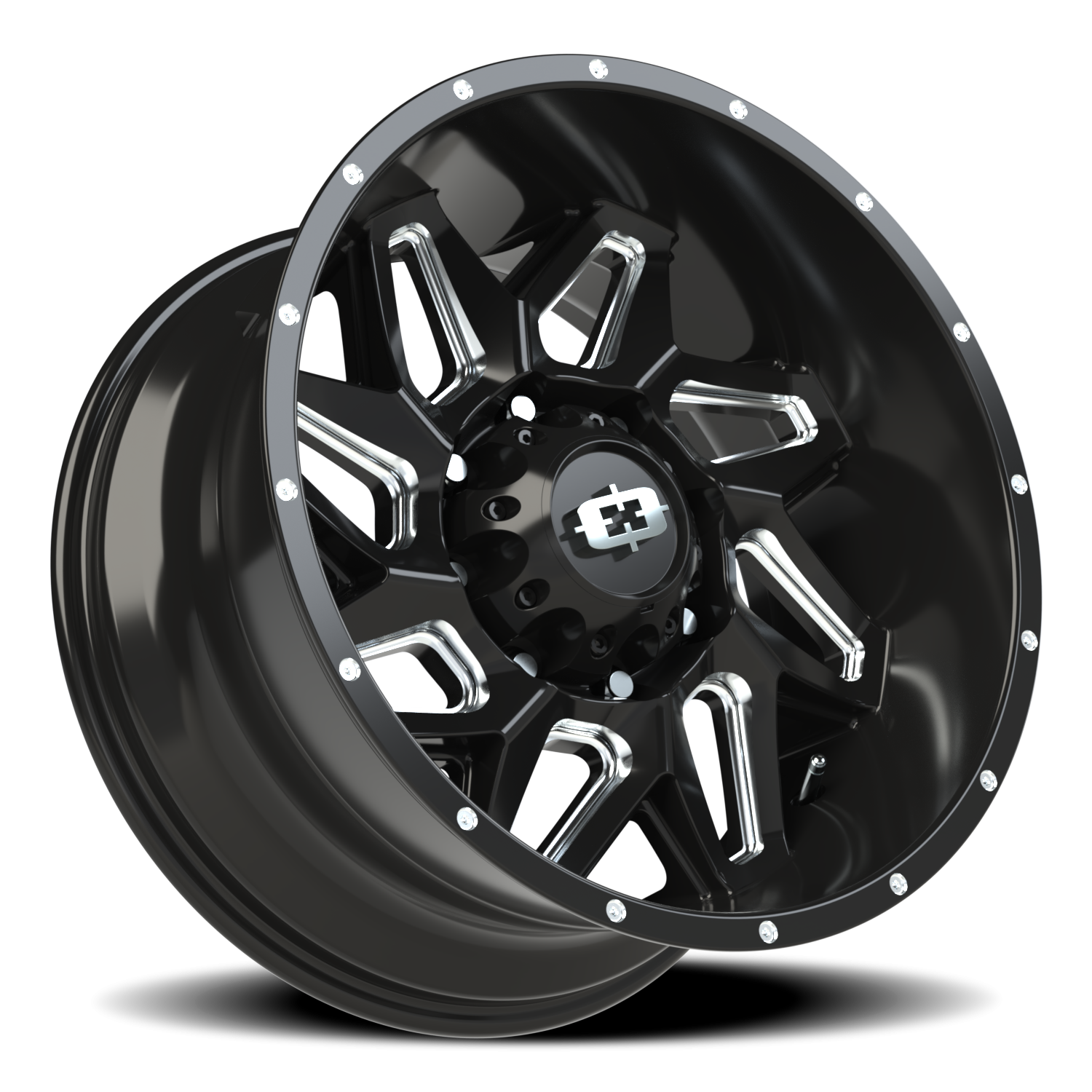 Vision Wheel 361 Gloss Black Milled Spoke 20x10 -25 8x180mm 124.2mm - Wheelwiz