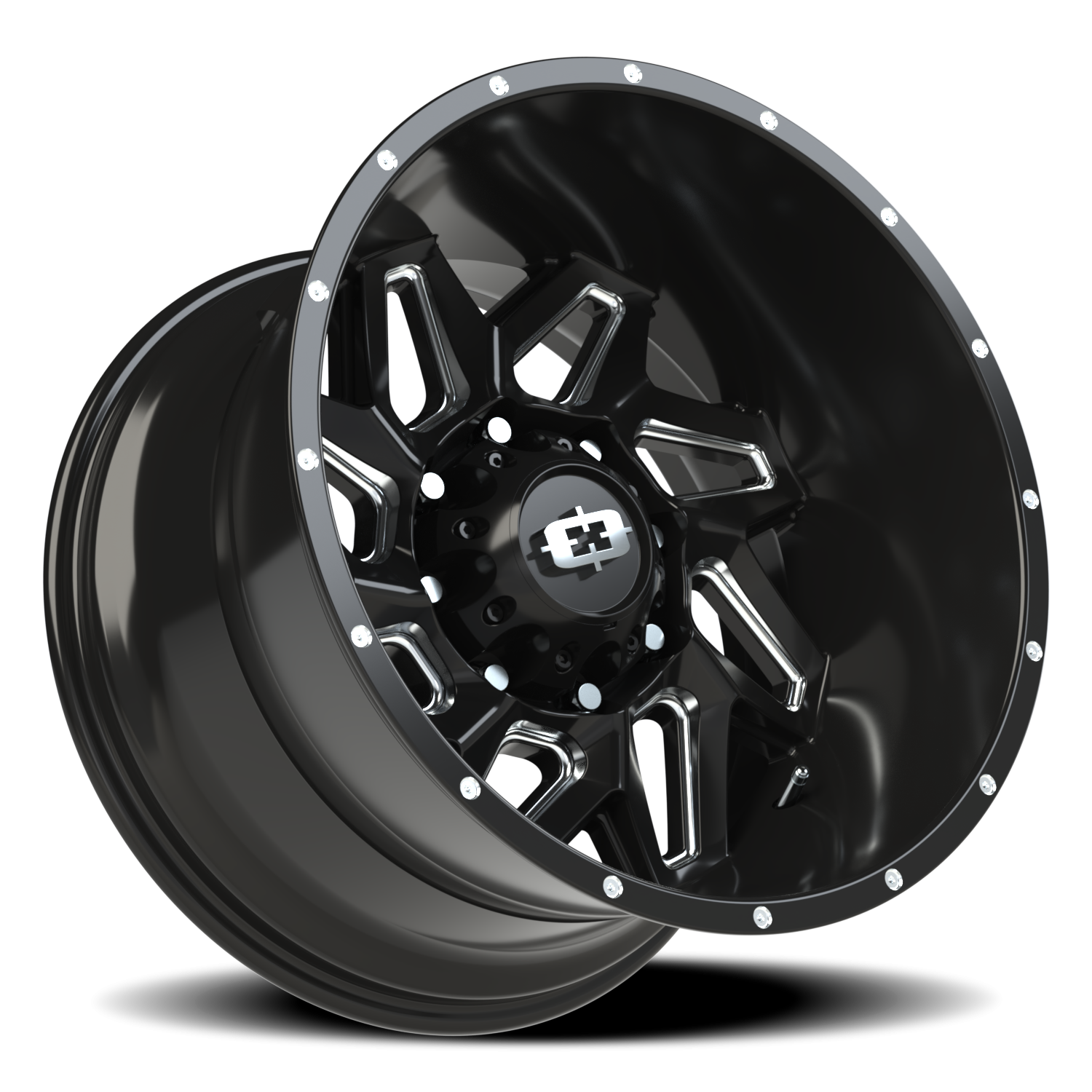 Vision Wheel 361 Gloss Black Milled Spoke 20x12 -51 8x165.1mm 125.2mm - Wheelwiz