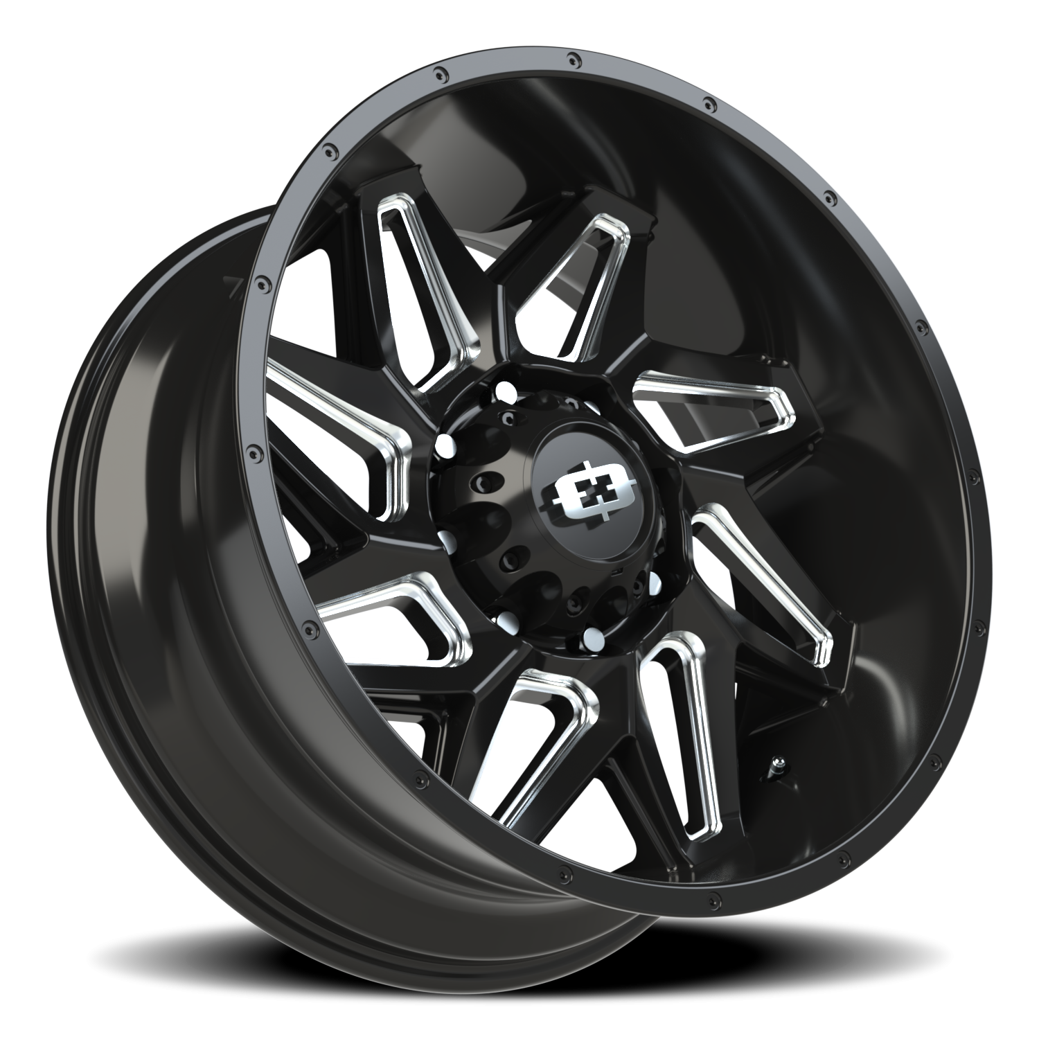 Vision Wheel 361 Gloss Black Milled Spoke 22x10 -19 8x180mm 124.2mm - Wheelwiz