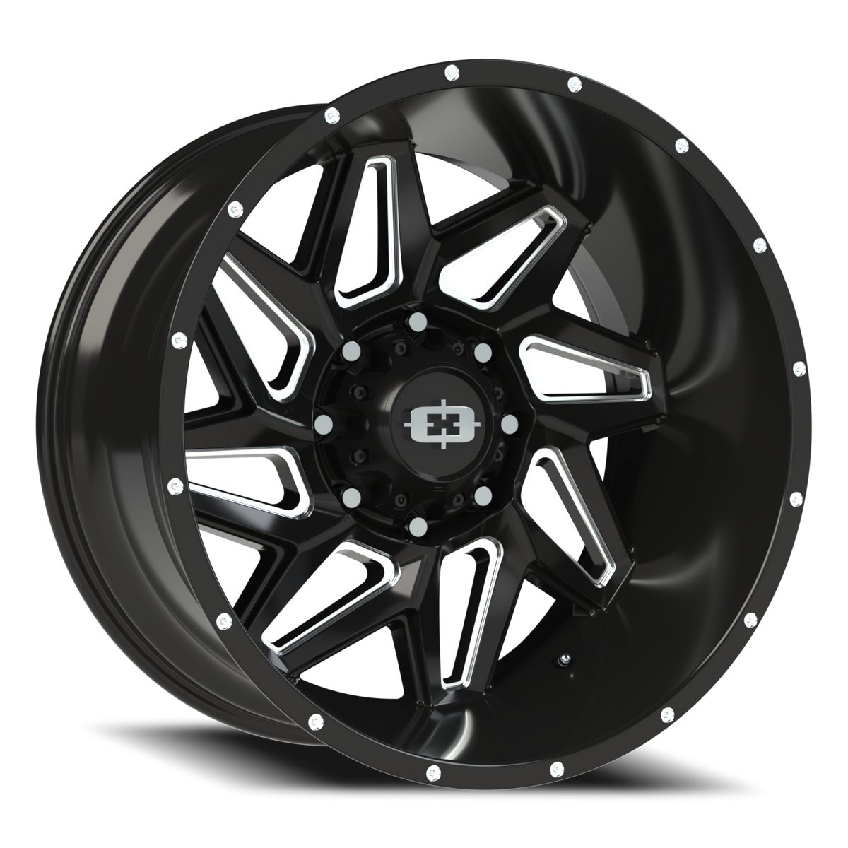 Vision Wheel 361 Gloss Black Milled Spoke 22x12 -51 8x165.1mm 125.2mm - Wheelwiz