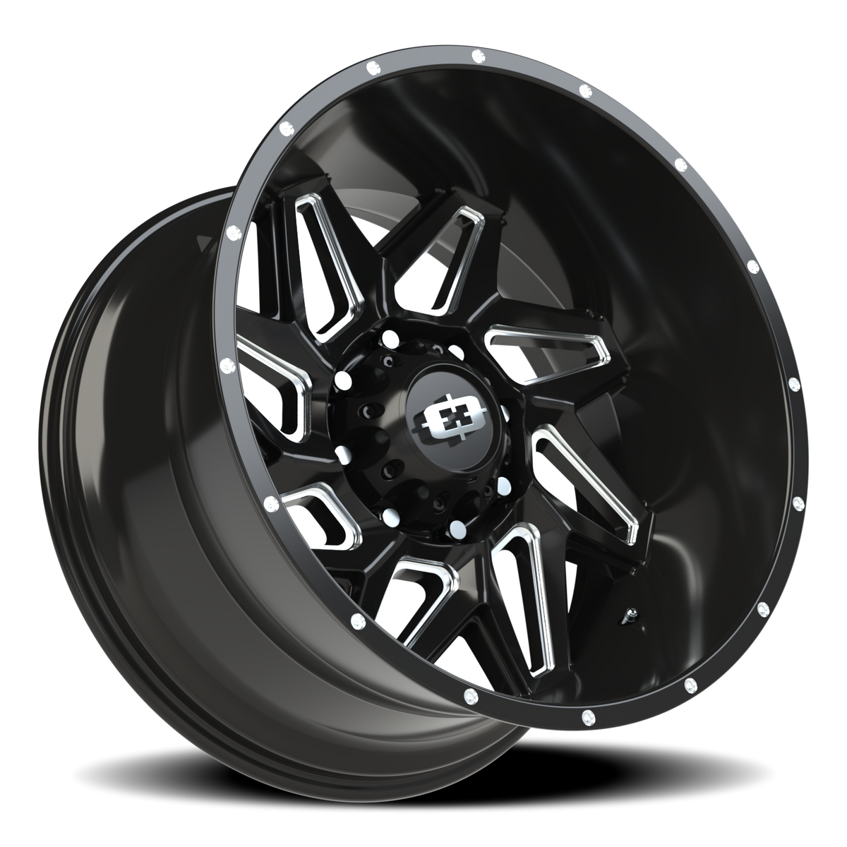 Vision Wheel 361 Gloss Black Milled Spoke 22x12 -51 8x165.1mm 125.2mm - Wheelwiz