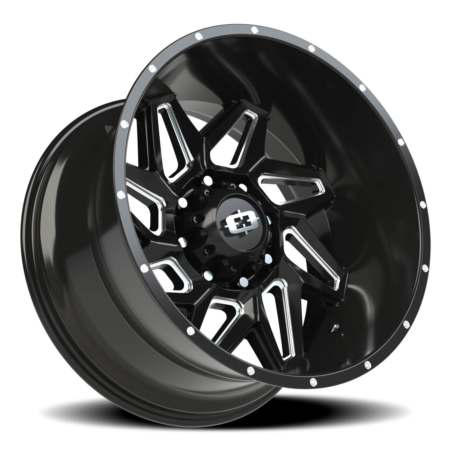 Vision Wheel 361 Gloss Black Milled Spoke 22x12 -51 8x165.1mm 125.2mm - Wheelwiz
