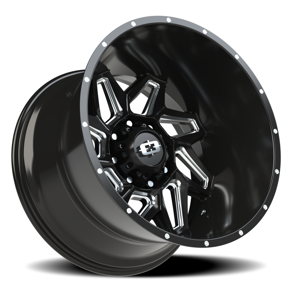 Vision Wheel 361 Gloss Black Milled Spoke 22x14 -76 8x165.1mm 125.2mm - Wheelwiz