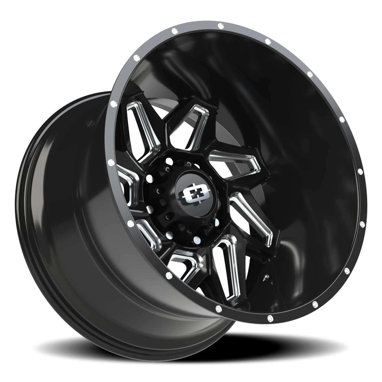 Vision Wheel 361 Gloss Black Milled Spoke 22x14 -76 8x165.1mm 125.2mm - Wheelwiz