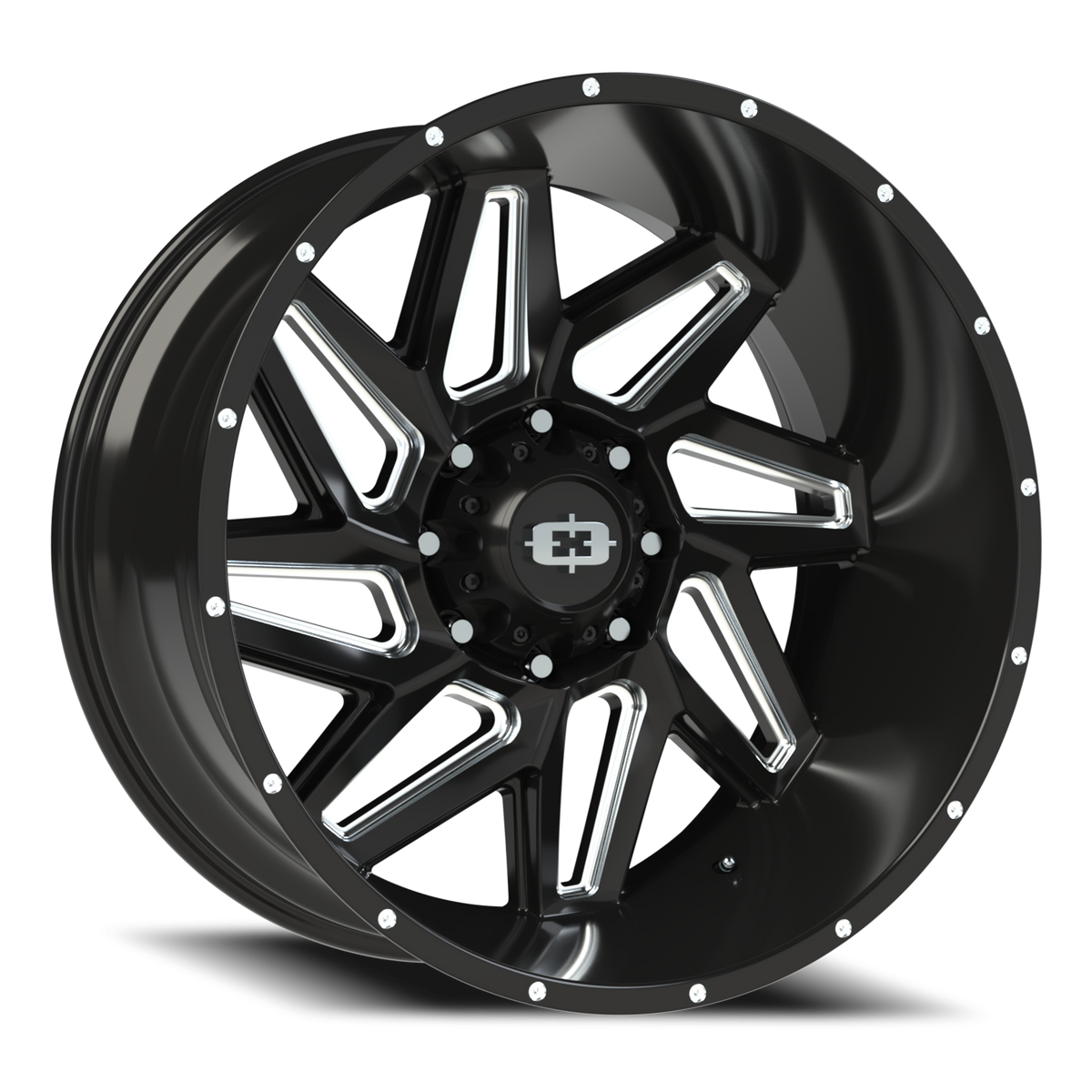 Vision Wheel 361 Gloss Black Milled Spoke 24x12 -51 8x170mm 125.2mm - Wheelwiz
