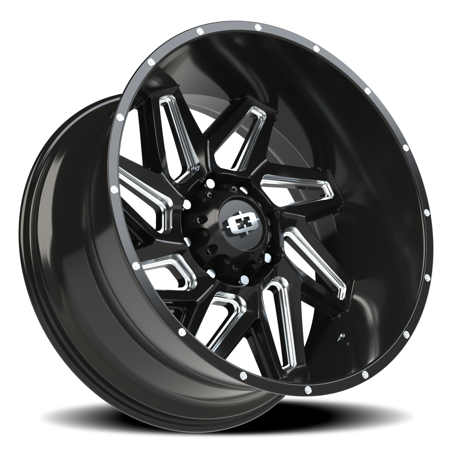 Vision Wheel 361 Gloss Black Milled Spoke 24x12 -51 8x170mm 125.2mm - Wheelwiz