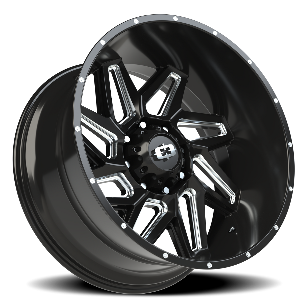 Vision Wheel 361 Gloss Black Milled Spoke 24x12 -51 8x165.1mm 125.2mm - Wheelwiz