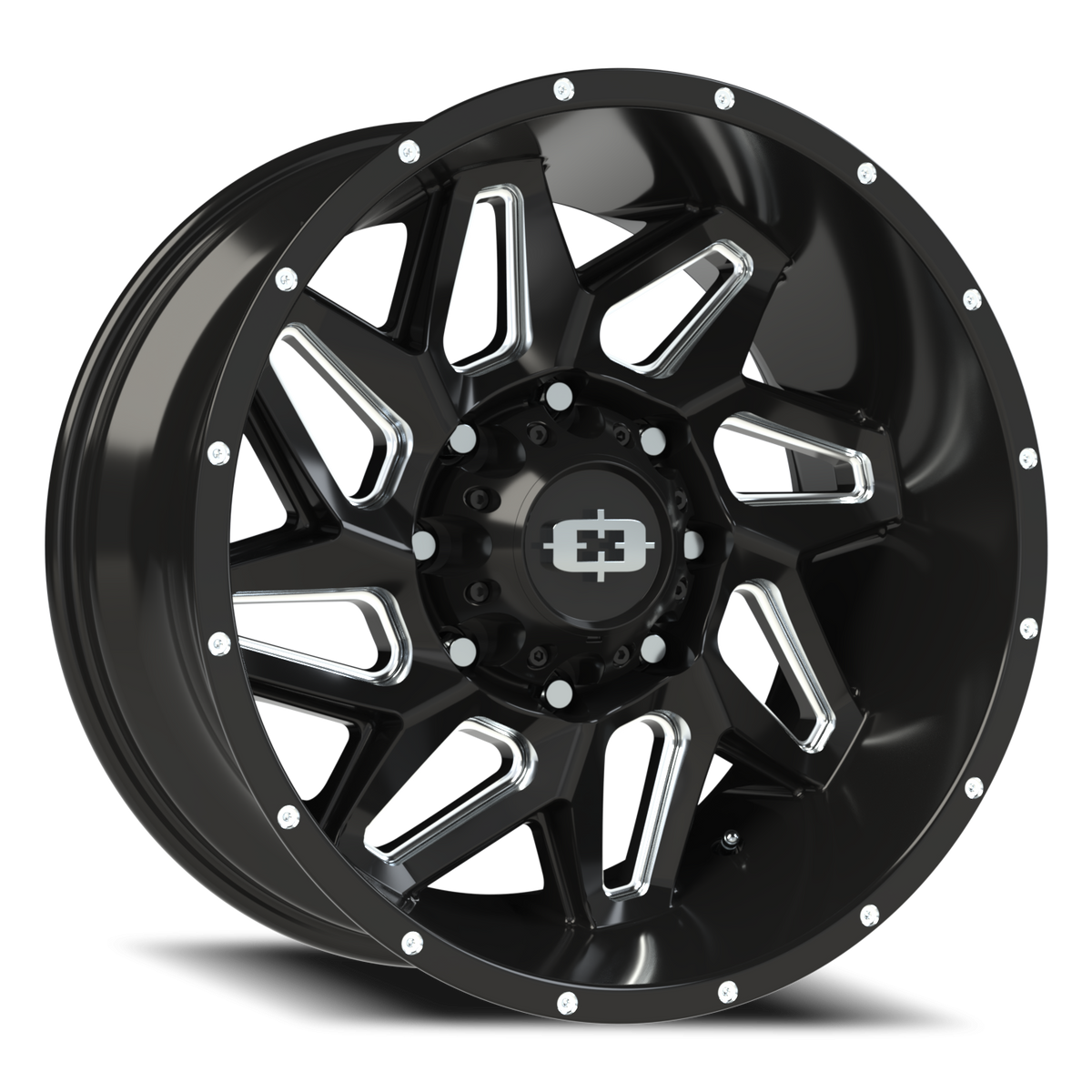 Vision Wheel 361 Gloss Black Milled Spoke 20x9 +12 8x180mm 124.2mm - Wheelwiz