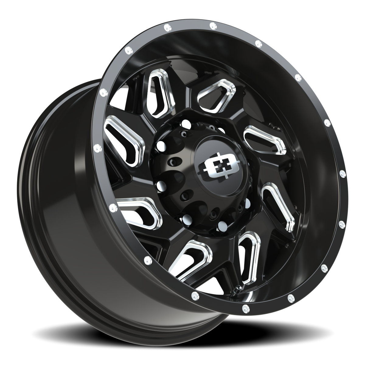 Vision Wheel 361 Gloss Black Milled Spoke 17x9 +12 8x165.1mm 125.2mm - Wheelwiz