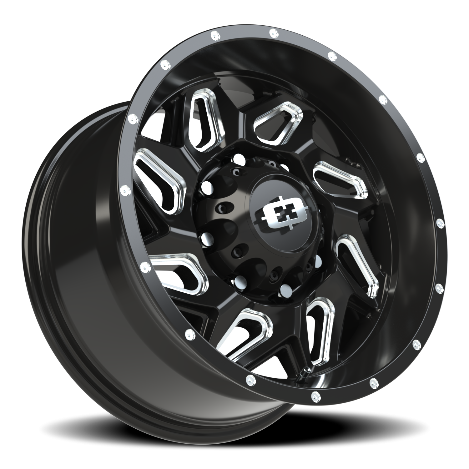 Vision Wheel 361 Gloss Black Milled Spoke 17x9 +12 8x165.1mm 125.2mm - Wheelwiz