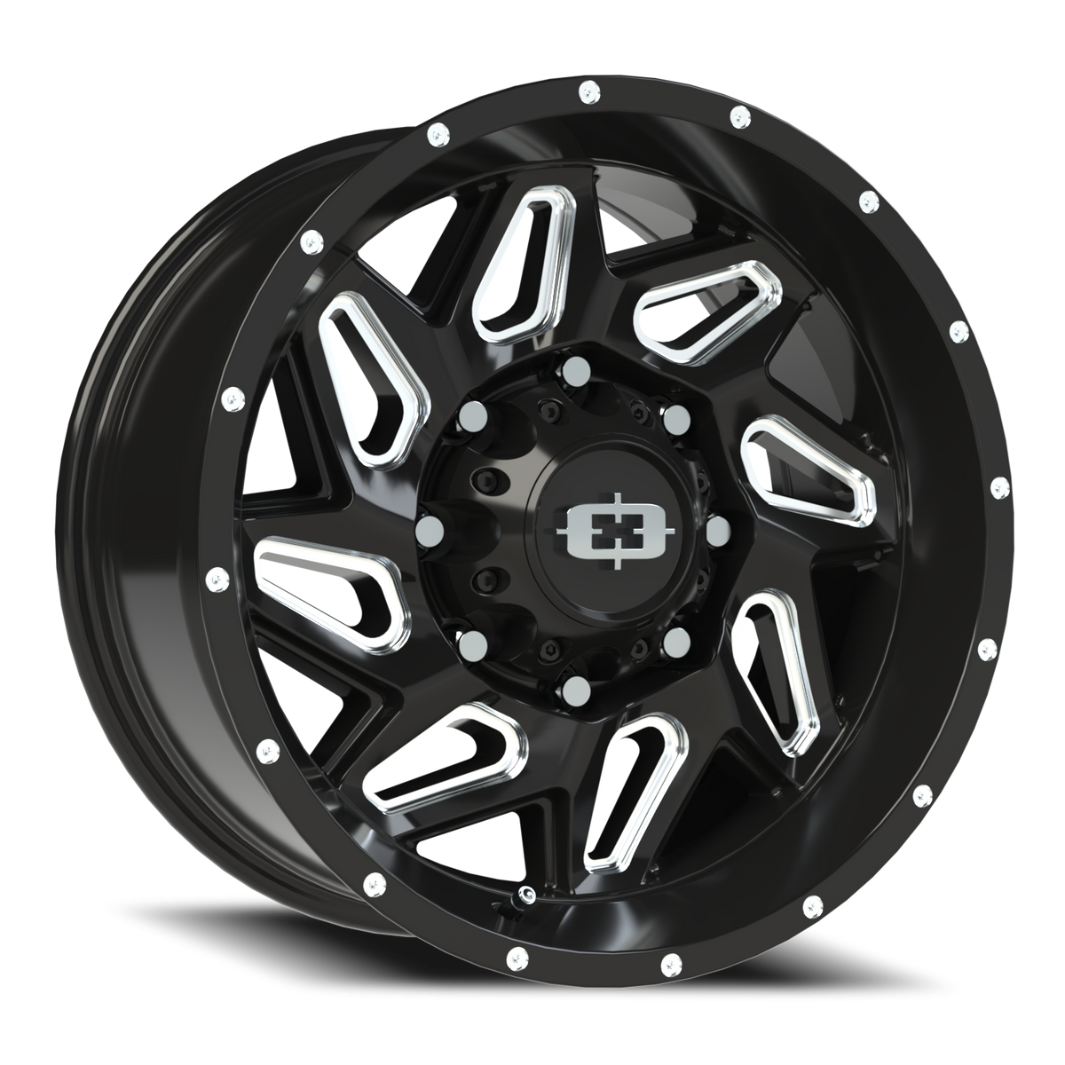 Vision Wheel 361 Gloss Black Milled Spoke 18x9 +12 8x180mm 124.2mm - Wheelwiz