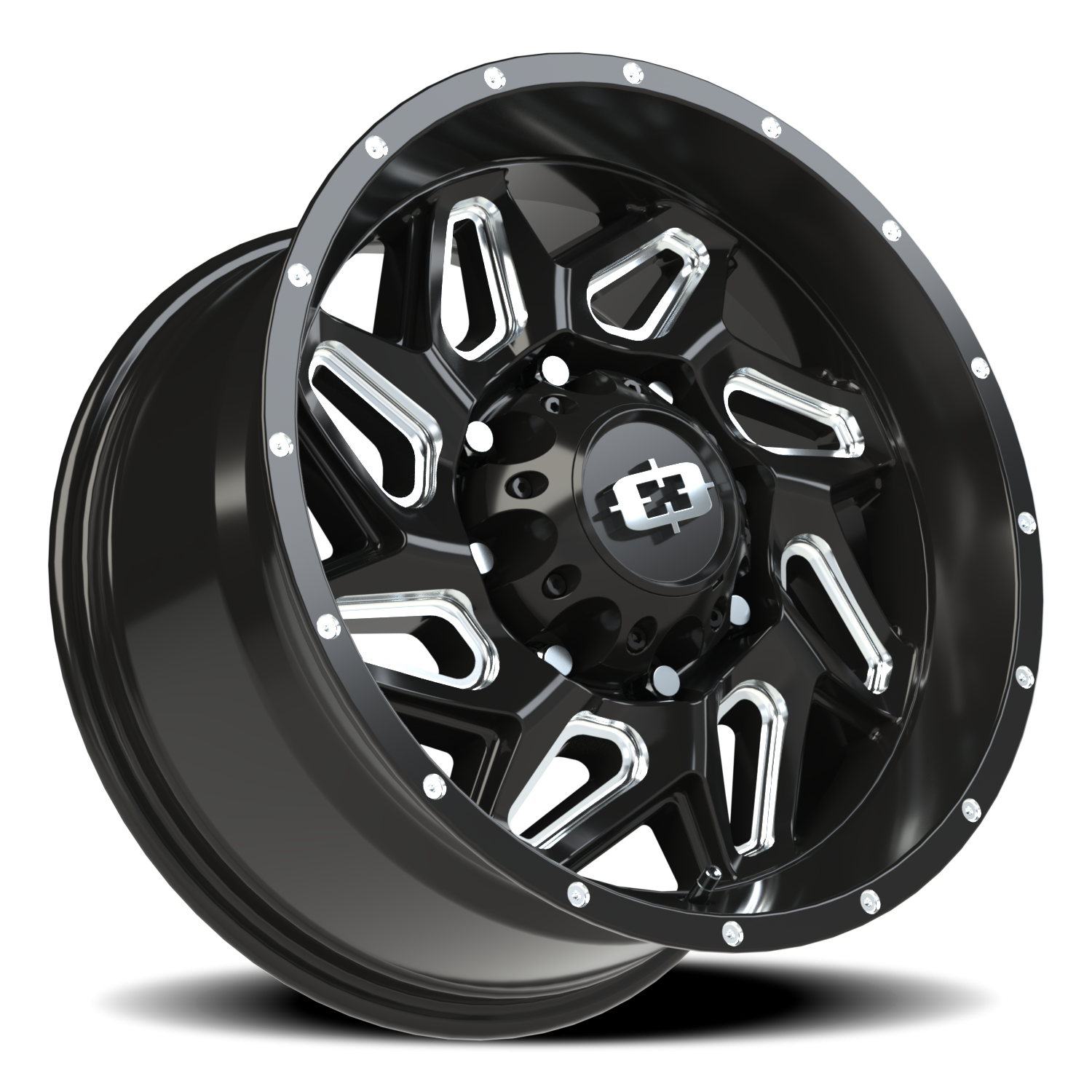 Vision Wheel 361 Gloss Black Milled Spoke 18x9 +12 8x180mm 124.2mm - Wheelwiz