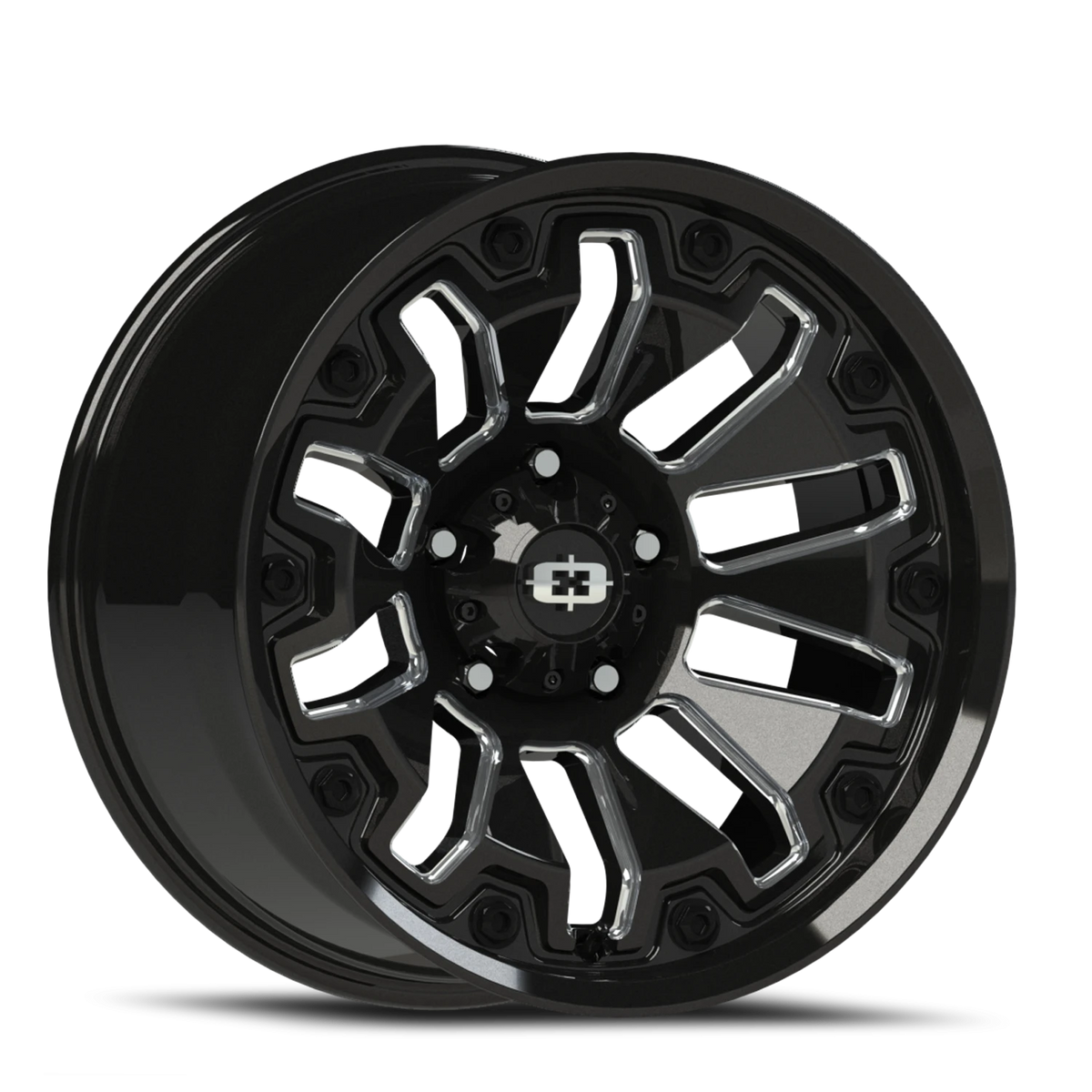 Vision Wheel 362 Gloss Black Milled Spoke with Black Bolt Inserts 18x9 +12 5x114.3mm 83mm - Wheelwiz