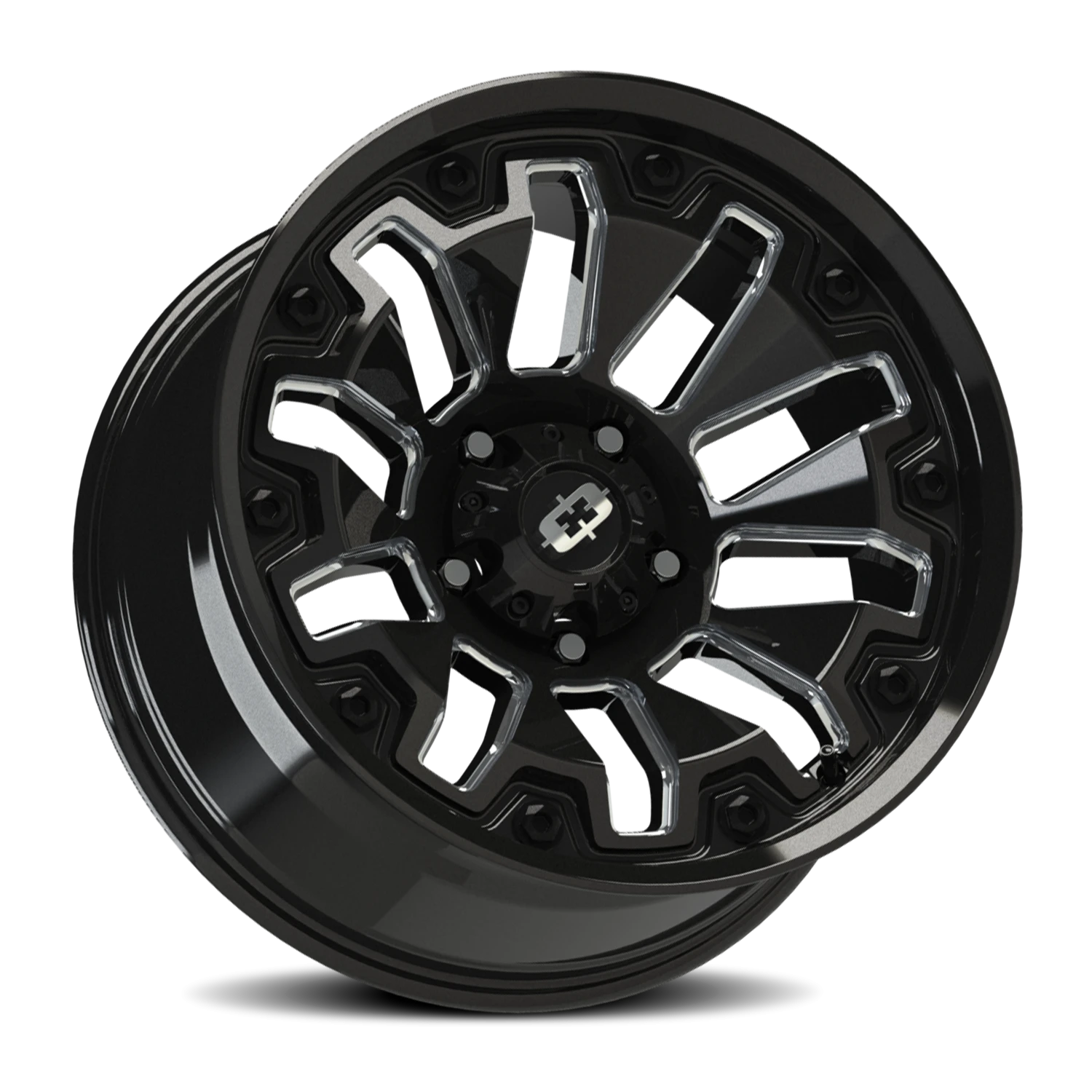 Vision Wheel 362 Gloss Black Milled Spoke with Black Bolt Inserts 18x9 +12 5x127mm 78.1mm - Wheelwiz