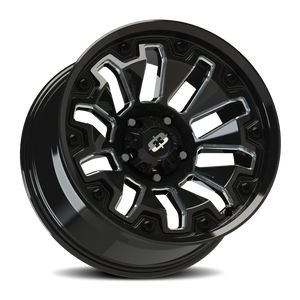 Vision Wheel 362 Gloss Black Milled Spoke with Black Bolt Inserts 18x9 +12 5x127mm 78.1mm - Wheelwiz