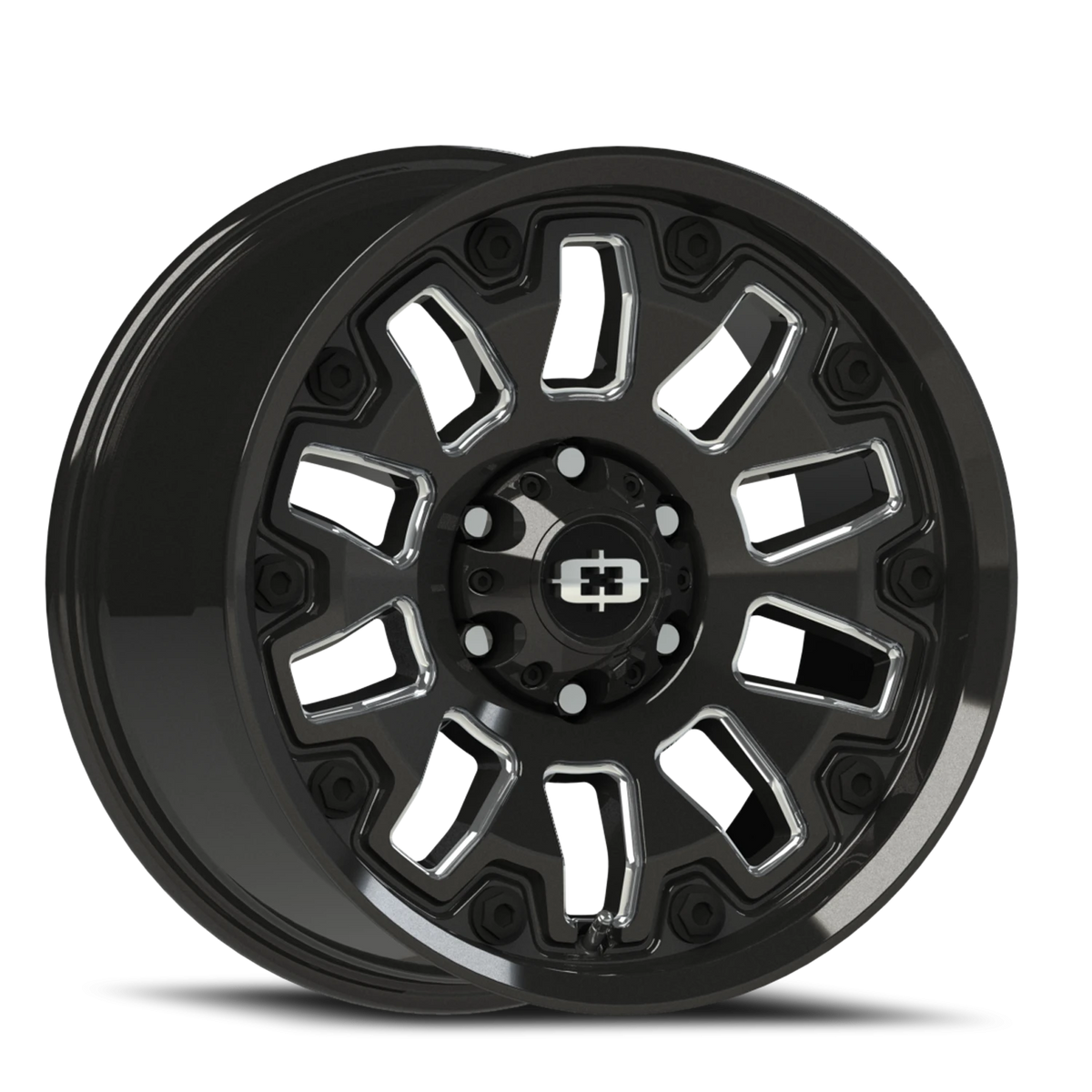 Vision Wheel 362 Gloss Black Milled Spoke with Black Bolt Inserts 18x9 -12 6x139.7mm 106.2mm - Wheelwiz
