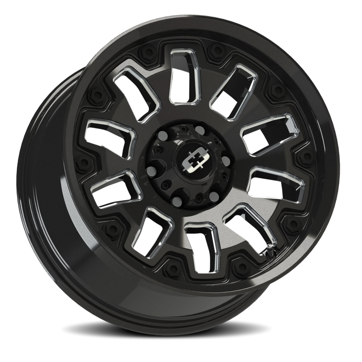 Vision Wheel 362 Gloss Black Milled Spoke with Black Bolt Inserts 18x9 -12 6x139.7mm 106.2mm - Wheelwiz