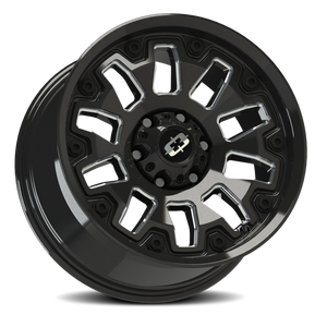 Vision Wheel 362 Gloss Black Milled Spoke with Black Bolt Inserts 18x9 -12 6x139.7mm 106.2mm - Wheelwiz