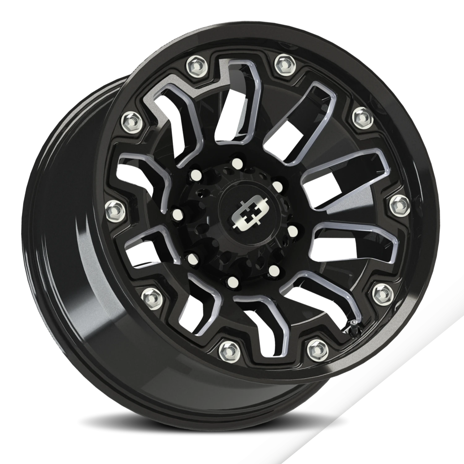 Vision Wheel 362 Gloss Black Milled Spoke with Black Bolt Inserts 20x9 +12 8x165.1mm 125.2mm - Wheelwiz