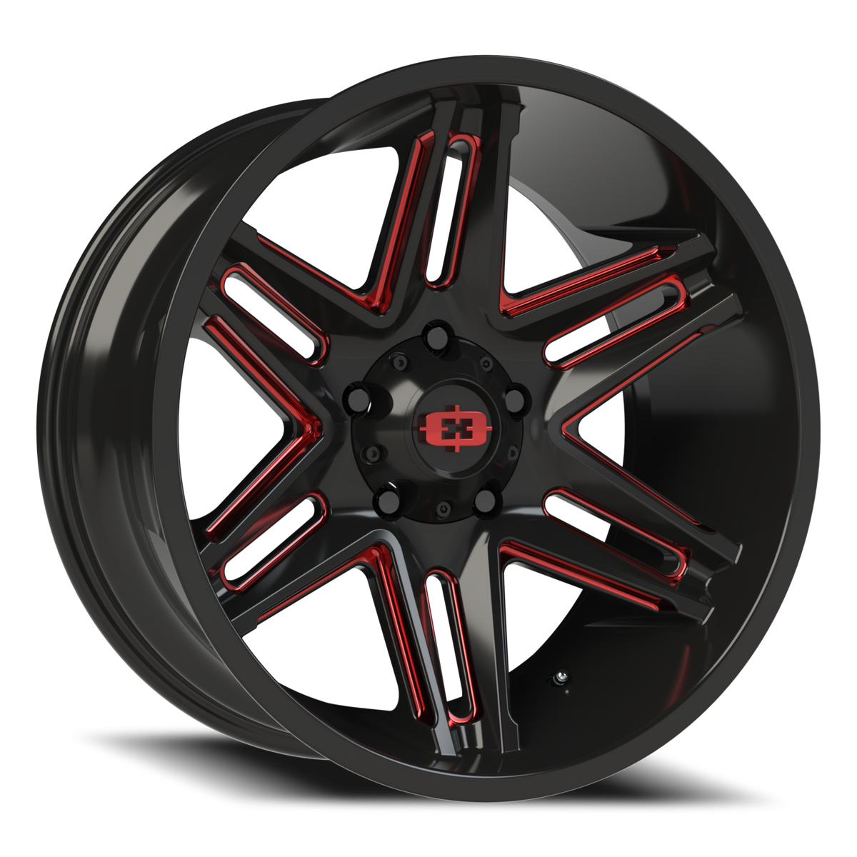 Vision Wheel 363 Gloss Black Milled Spoke with Red Tint 20x10 -25 5x150mm 110.2mm - Wheelwiz