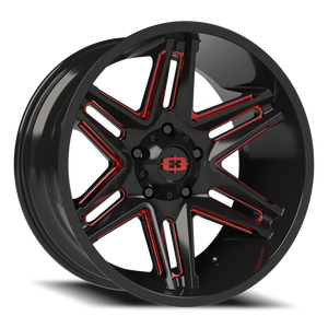 Vision Wheel 363 Gloss Black Milled Spoke with Red Tint 20x10 -25 5x150mm 110.2mm - Wheelwiz