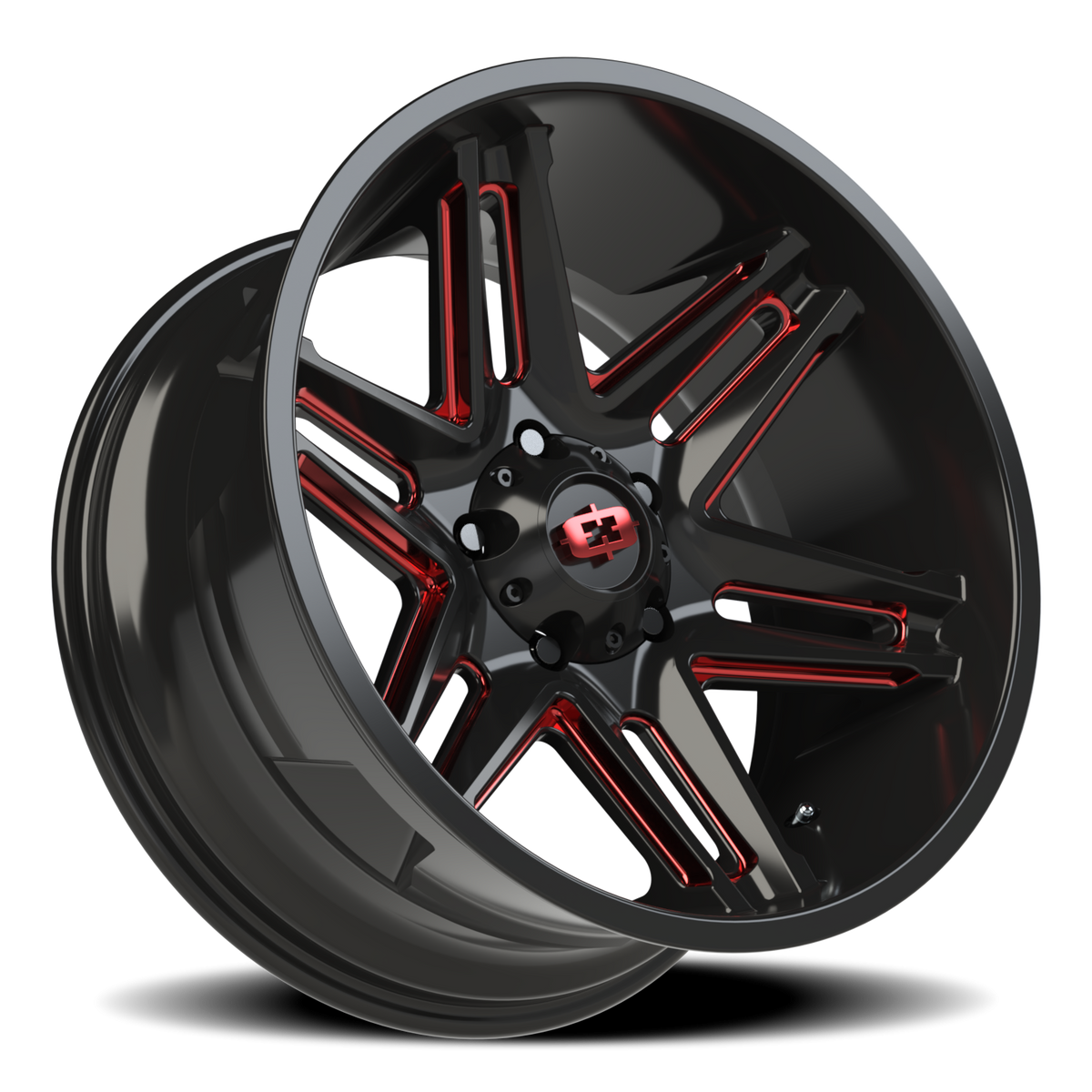 Vision Wheel 363 Gloss Black Milled Spoke with Red Tint 20x10 -25 5x150mm 110.2mm - Wheelwiz