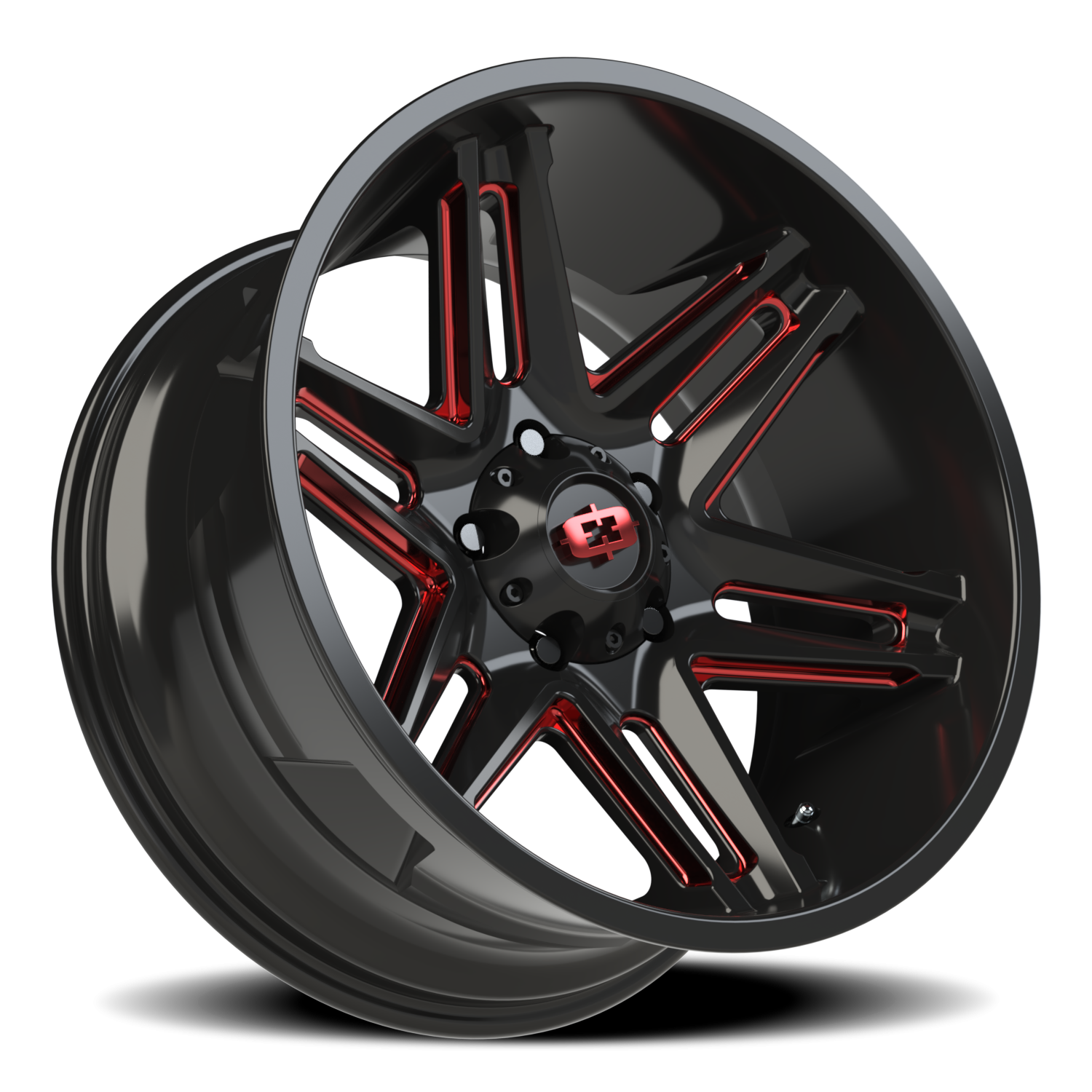 Vision Wheel 363 Gloss Black Milled Spoke with Red Tint 20x10 -25 5x150mm 110.2mm - Wheelwiz