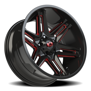 Vision Wheel 363 Gloss Black Milled Spoke with Red Tint 20x10 -25 5x150mm 110.2mm - Wheelwiz