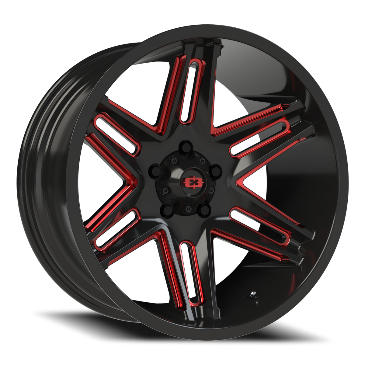 Vision Wheel 363 Gloss Black Milled Spoke with Red Tint 20x10 -25 5x127mm 78.1mm - Wheelwiz