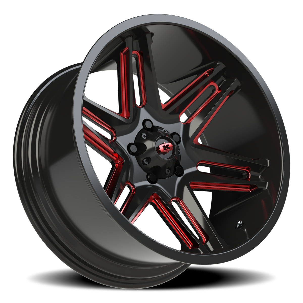 Vision Wheel 363 Gloss Black Milled Spoke with Red Tint 20x10 -25 5x127mm 78.1mm - Wheelwiz