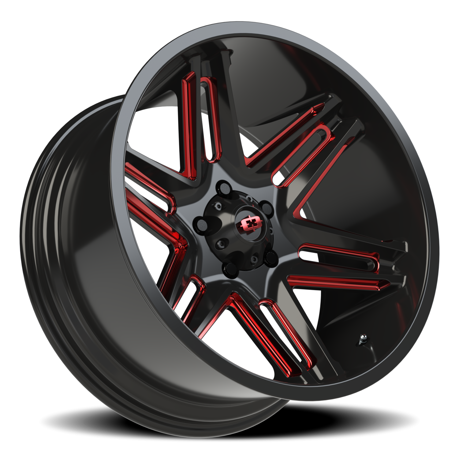 Vision Wheel 363 Gloss Black Milled Spoke with Red Tint 20x10 -25 5x127mm 78.1mm - Wheelwiz