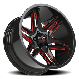 Vision Wheel 363 Gloss Black Milled Spoke with Red Tint 20x10 -25 5x127mm 78.1mm - Wheelwiz
