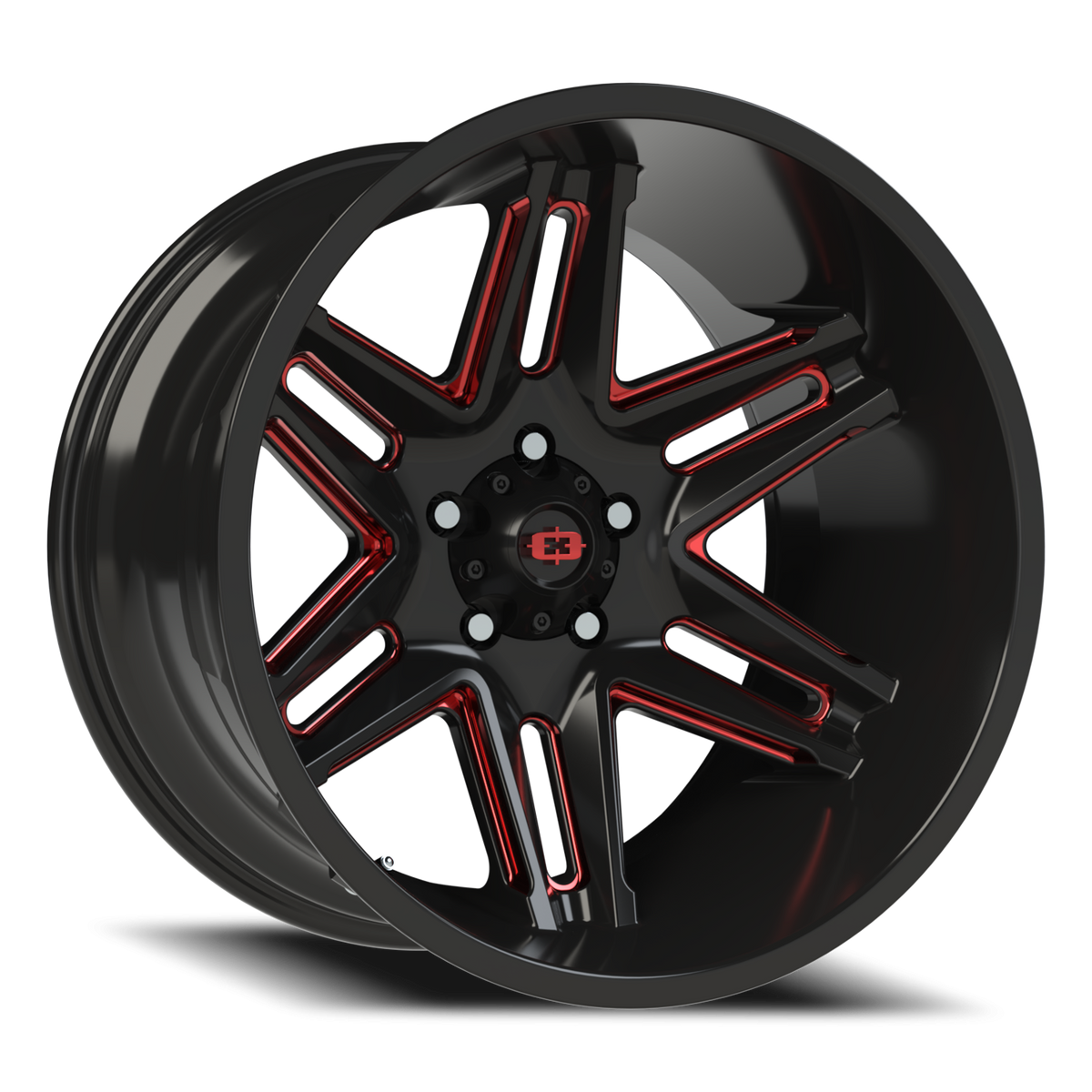 Vision Wheel 363 Gloss Black Milled Spoke with Red Tint 20x12 -51 5x127mm 78.1mm - Wheelwiz