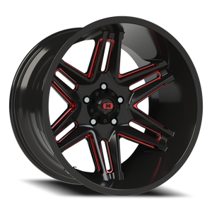 Vision Wheel 363 Gloss Black Milled Spoke with Red Tint 20x12 -51 5x127mm 78.1mm - Wheelwiz