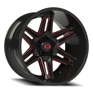 Vision Wheel 363 Gloss Black Milled Spoke with Red Tint 20x12 -51 5x139.7mm 108mm - Wheelwiz