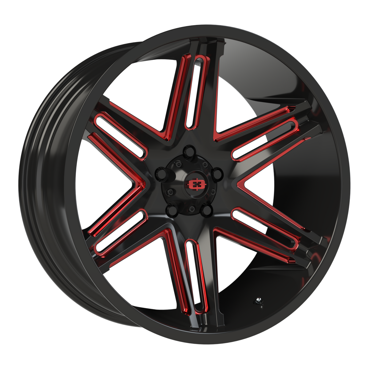 Vision Wheel 363 Gloss Black Milled Spoke with Red Tint 22x10 -19 5x127mm 78.1mm - Wheelwiz