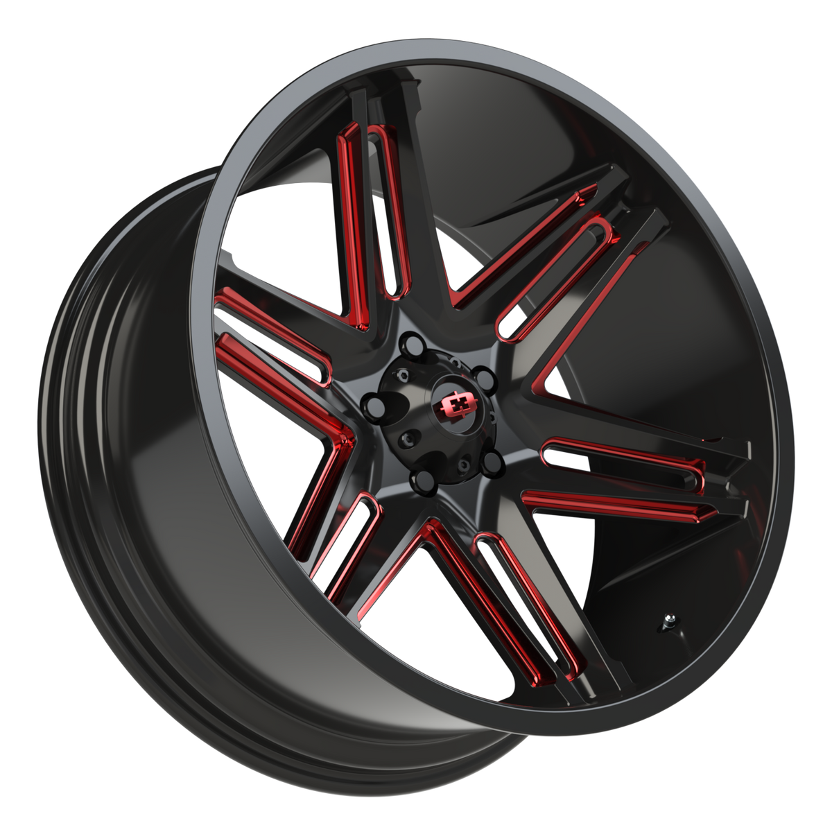 Vision Wheel 363 Gloss Black Milled Spoke with Red Tint 22x10 -19 5x127mm 78.1mm - Wheelwiz