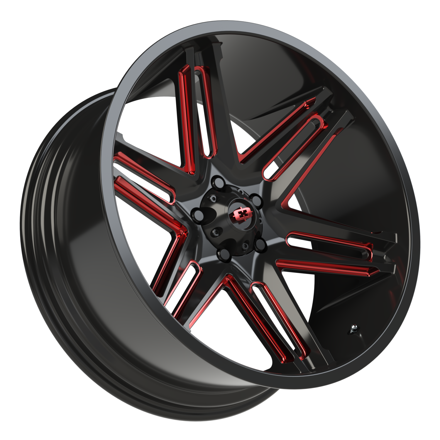 Vision Wheel 363 Gloss Black Milled Spoke with Red Tint 22x10 -19 5x127mm 78.1mm - Wheelwiz